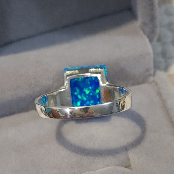 Blue Fire Opal Sterling Silver Ring 🔥 💙 - Picture 10 of 12